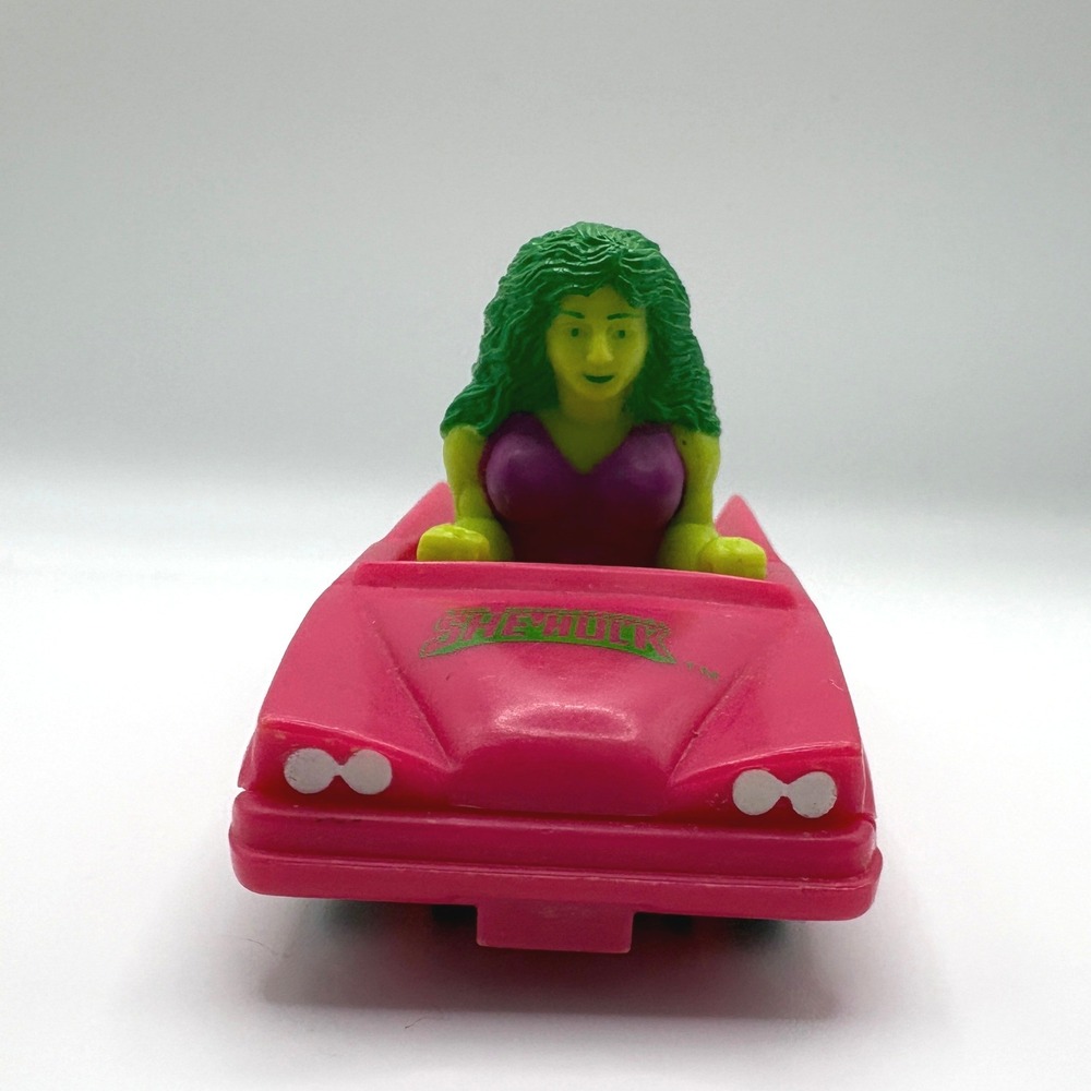 Vintage 1990 Marvel She-Hulk Pink Convertible Toy Car S.I.I. Jennifer Walters